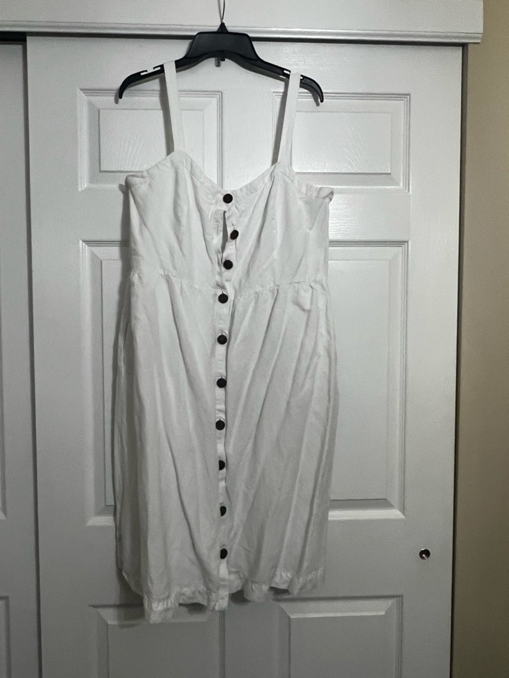 LOFT White Button-Front Mini Dress with Spaghetti Straps